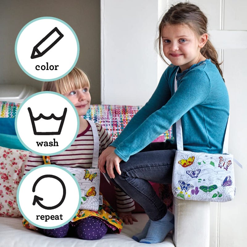 eatsleepdoodle DIY Coloring Butterfly Crossbody Bag for Kids with Washable Markers, Reusable Colorable Bag for Girls & Boys, Creative Arts & Crafts Activity, Fun Gift for Travel, School - Image 5